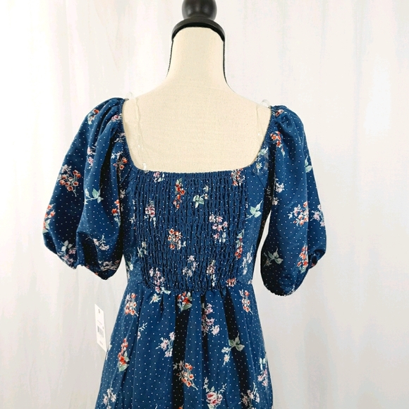 Ophelia Blue with Flowers Short Dress